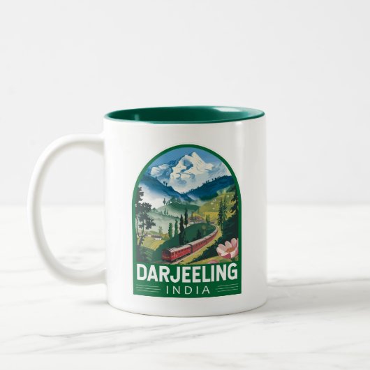 Darjeeling India Travel Art Embleem Tweekleurige Koffiemok (Links)