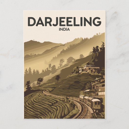 Darjeeling Indische Illustratie Reizen Art Vintage Briefkaart (Voorkant)
