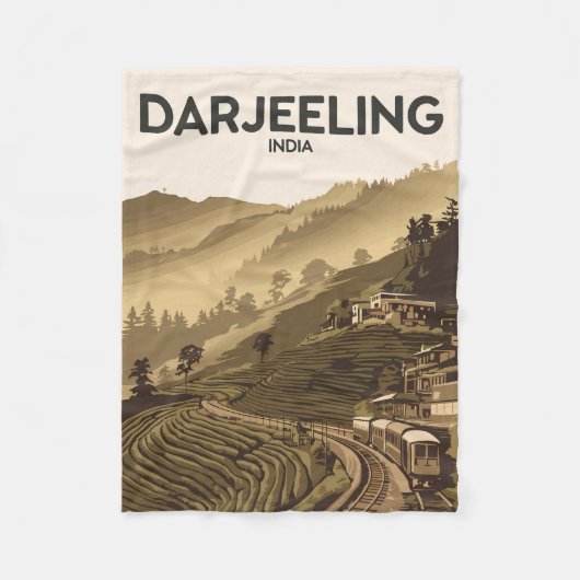 Darjeeling Indische Illustratie Reizen Art Vintage Fleece Deken (Voorkant)