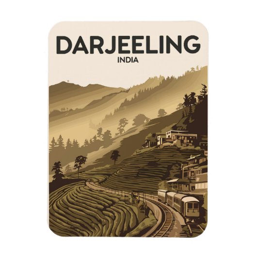 Darjeeling Indische Illustratie Reizen Art Vintage Magneet (Verticaal)