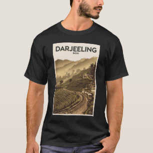 Darjeeling Indische Illustratie Reizen Art Vintage T-shirt