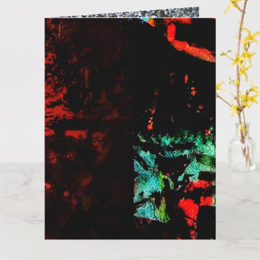 Dark abstract Folded Greeting Card,Orange dark Kaart (Gele Bloem)