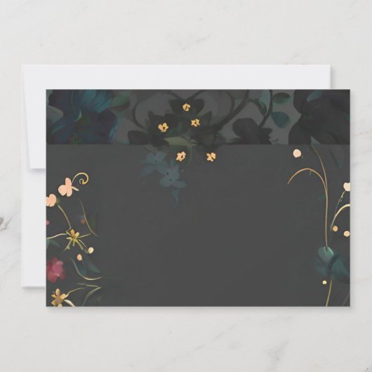 Dark Abstract Grey Moody Boho Floral Handfasting Save The Date (Achterkant)
