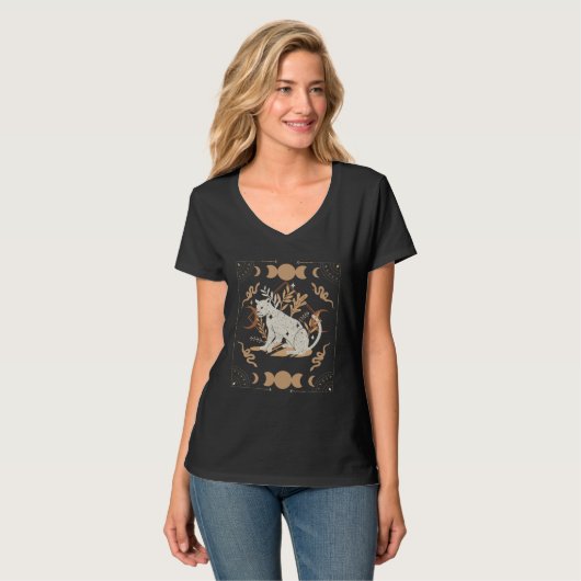 Dark Academia Aesthetic Celestial Boho Tarot Leopa T-shirt (Voorkant volledig)