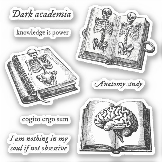 Dark academia anatomie schetsen pack sticker (Voorkant)
