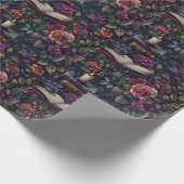 Dark Academia  Bloemen, Vogels en Boeken Cadeaupapier (Hoek)