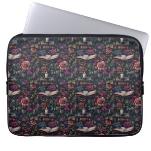Dark Academia  Bloemen, Vogels en Boeken Laptop Sleeve