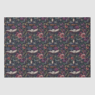 Dark Academia  Bloemen, Vogels en Boeken Tissuepapier