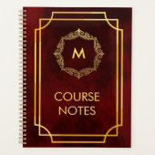 Dark Academia Bordeaux Gouden Monogram Cursus Planner (Voorkant)