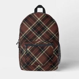 Dark Academia Chestnut Plaid Bedrukte Rugzak