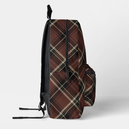 Dark Academia Chestnut Plaid Bedrukte Rugzak (Links)