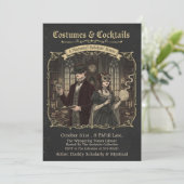 Dark Academia Costumes & Cocktails Halloween Party Kaart (Staand voorkant)