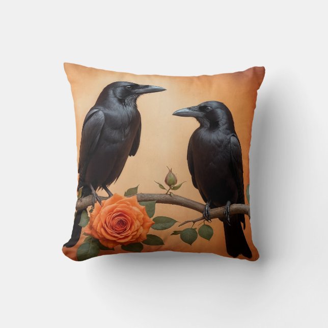 Dark Academia Crows Kussen (Voorkant)