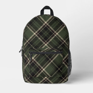 Dark Academia Dark Spruce Green Plaid Bedrukte Rugzak