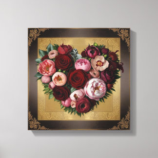 Dark Academia Floral Heart Art Canvas Afdruk