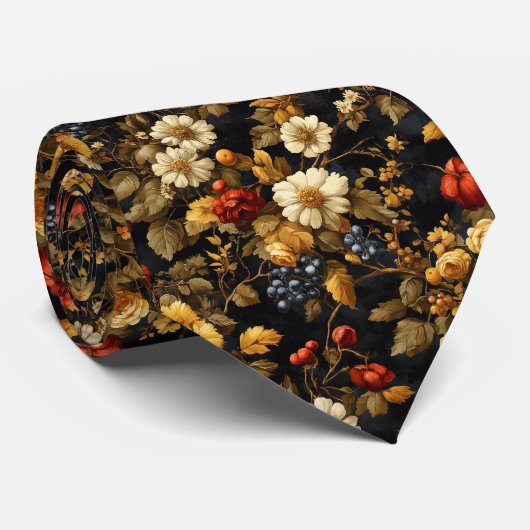 Dark Academia Floral Stropdas (Opgerold)