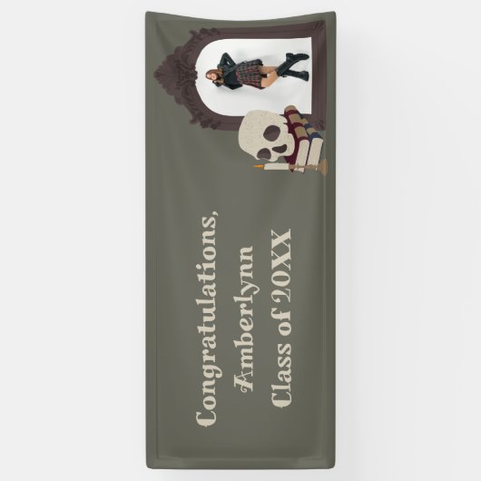 Dark Academia Foto Afstudeerfeest Spandoek (Verticaal)