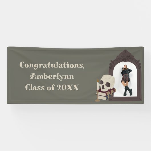Dark Academia Foto Afstudeerfeest Spandoek (Horizontaal)