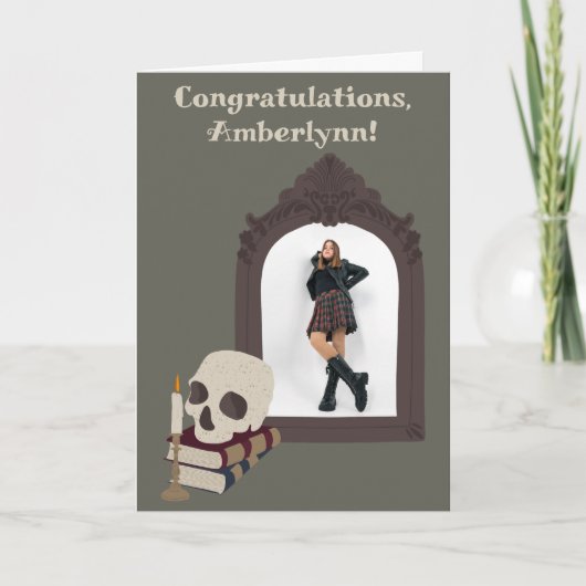 Dark Academia Foto Afstuderen Gefeliciteerd Kaart (Voorkant)