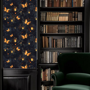 Dark Academia Gloeiende Motten en Lantaarns Behang