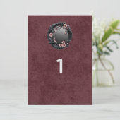 Dark Academia Goth Wedding Table Numbers Kaart (Staand voorkant)