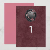 Dark Academia Goth Wedding Table Numbers Kaart (Voorkant / Achterkant)