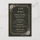 Dark Academia Gothic Black Gold Elegant Wedding Informatiekaartje (Voorkant)