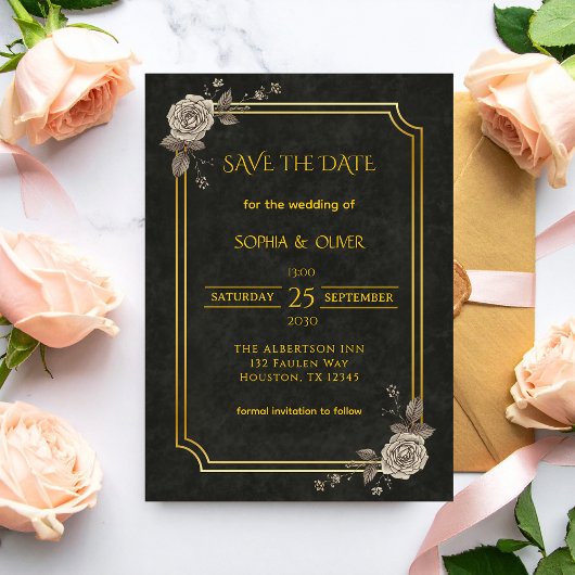 Dark Academia Gothic Elegant Wedding Save the Date
