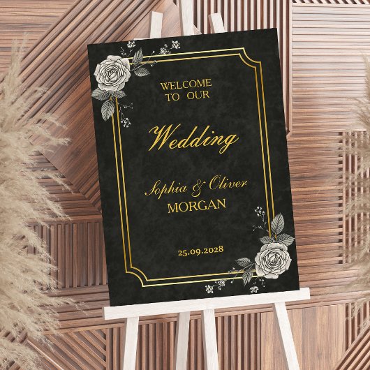 Dark Academia Gothic Elegant Wedding Welcome Sign Poster