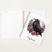 Dark Academia Gothic Raven Pink Floral Planner (Display)
