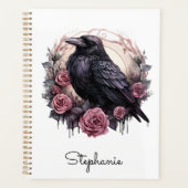 Dark Academia Gothic Raven Pink Floral Planner (Voorkant)
