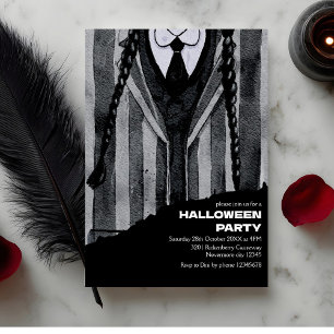 Dark Academia Gothic Schoolmeisje Halloween Party Kaart