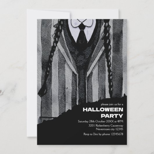Dark Academia Gothic Schoolmeisje Halloween Party Kaart (Voorkant)