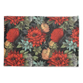 Dark Academia Maximalist Red Dahlia Floral Kussensloop (Achterkant)