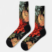 Dark Academia Maximalist Red Dahlia Floral  Sokken (Links)