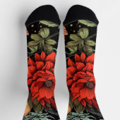 Dark Academia Maximalist Red Dahlia Floral Sokken (Top)