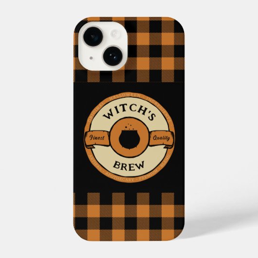 Dark Academia oranje Buffalo Checker iPhone Hoesje (Achterkant)