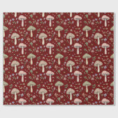 Dark Academia Plum Red Fungi Seamless Luxury Cadeaupapier (Vlak)