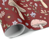 Dark Academia Plum Red Fungi Seamless Luxury Cadeaupapier (Rol Hoek)