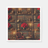 Dark Academia Poinsettia Boekenplank Decoupage Servet (Voorkant)