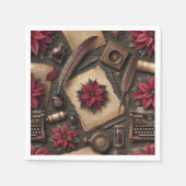 Dark Academia Poinsettia School Desk Decoupage Servet (Voorkant)