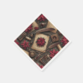 Dark Academia Poinsettia School Desk Decoupage Servet (Hoek)