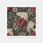 Dark Academia Poinsettia Stationery Decoupage Servet (Voorkant)