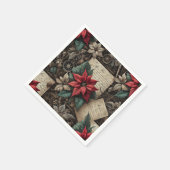 Dark Academia Poinsettia Stationery Decoupage Servet (Hoek)