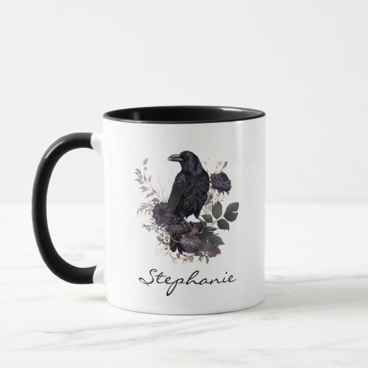 Dark Academia Raven Floral Moody Gothic Mok (Links)