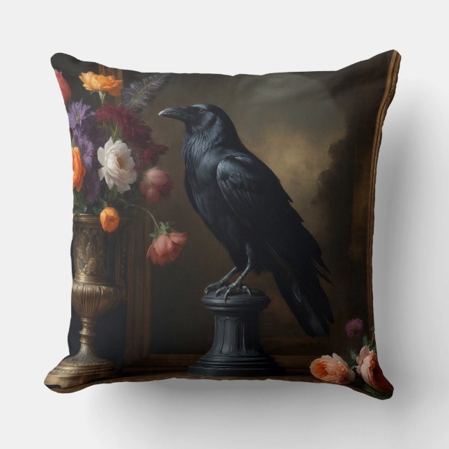 Dark Academia Raven Kussen (Voorkant)