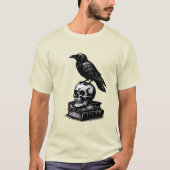 Dark Academia Raven & Skull on Ancient Tome Books T-shirt (Voorkant)