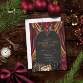 Dark Academia Red Velvet Christmas Invitation Kaart