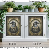 Dark Academia Regal Raven & Pearls ET1R Decoupage Tissuepapier