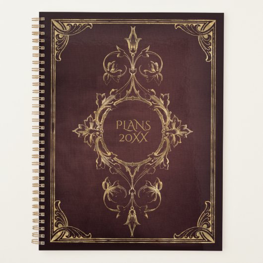 Dark Academia  Scrollwork Book Hoesje Planner (Voorkant)